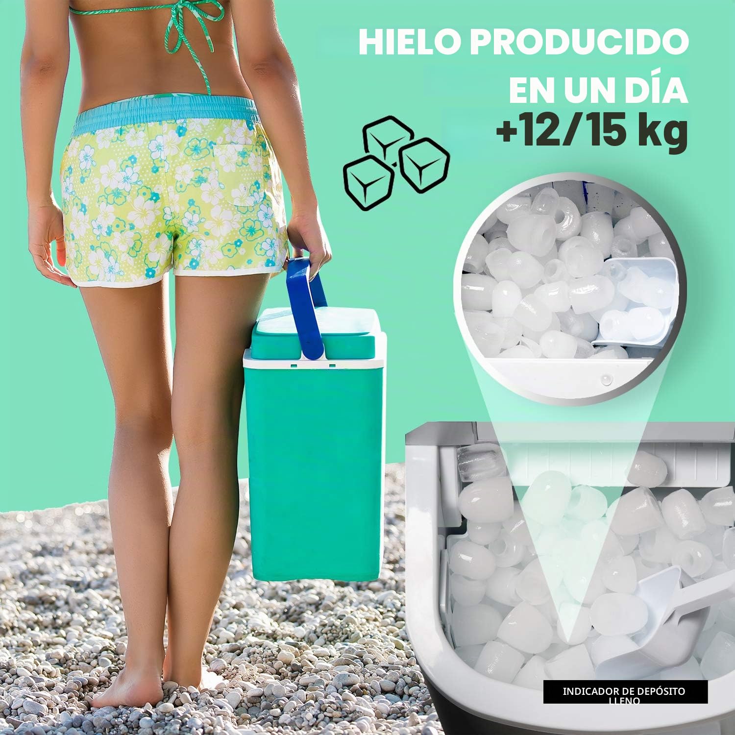 Máquina para cubitos de hielo fabricante TRINITI 15 kg en 24 h Ice Maker