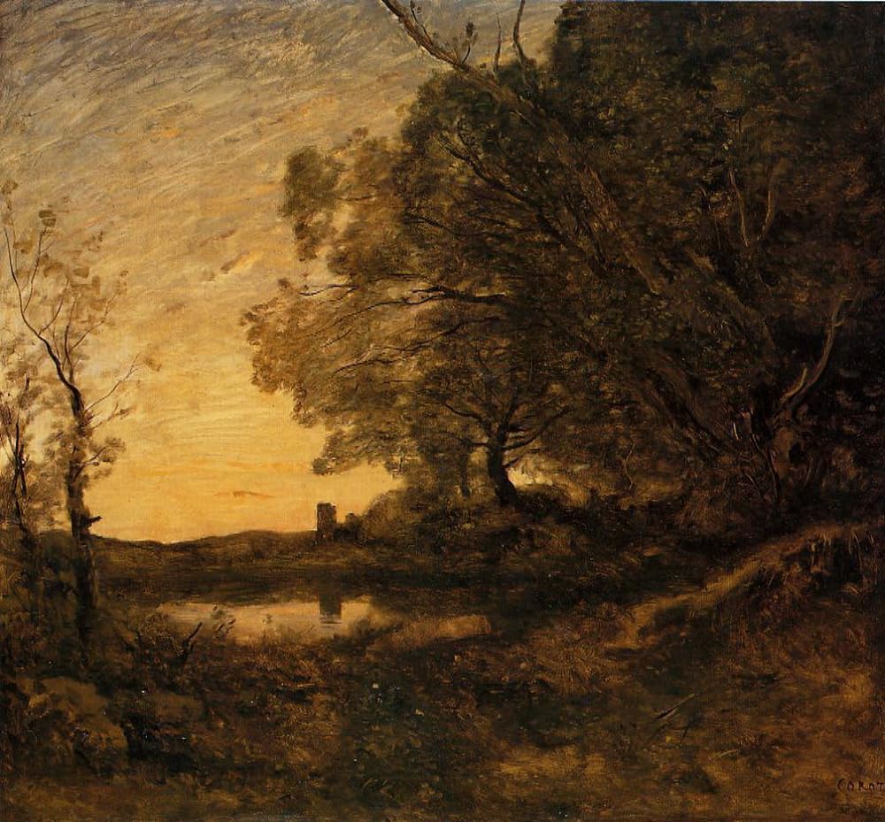 Amazon.co.jp: 20 の有名な絵画 - 夕暮れの遠い塔 ジャン