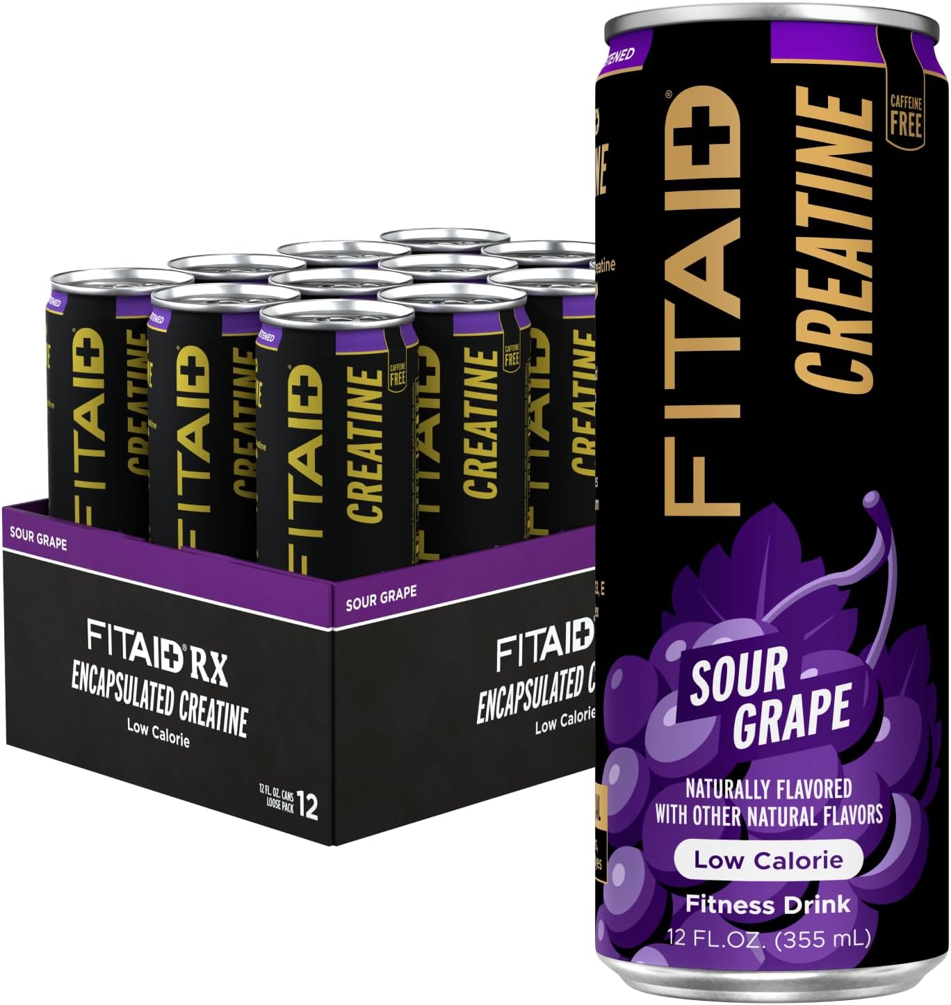 FITAID RX Recovery Blend Plus Creatine, Contains BCAAs, Glucosamine, Turmeric, B-Complex, Electrolytes, 12 Fl Oz (Pack of 12)