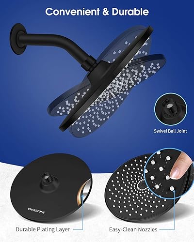 Miniatura 5 de Cabezal de regadera salida estilo lluvia, 9 pulgadas de alta presión, instalación sin herramientas con grandes superficies de rocío y 200 boquillas