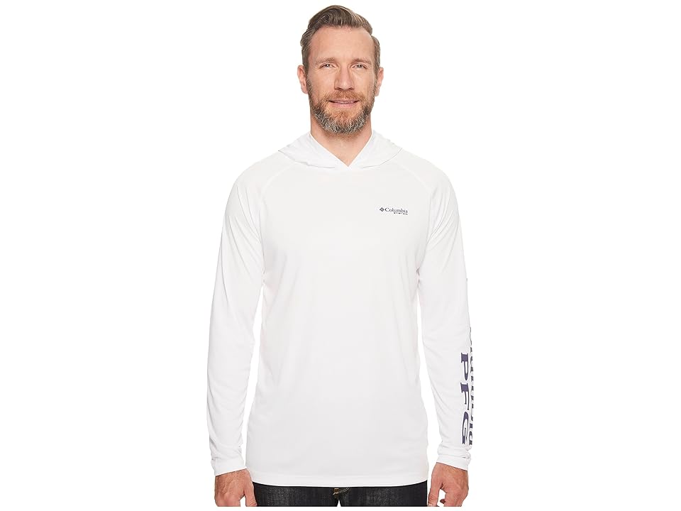 Columbia Big Tall Terminal Tackle Hoodie (White/Nightshade Logo) Men's Sweatshirt