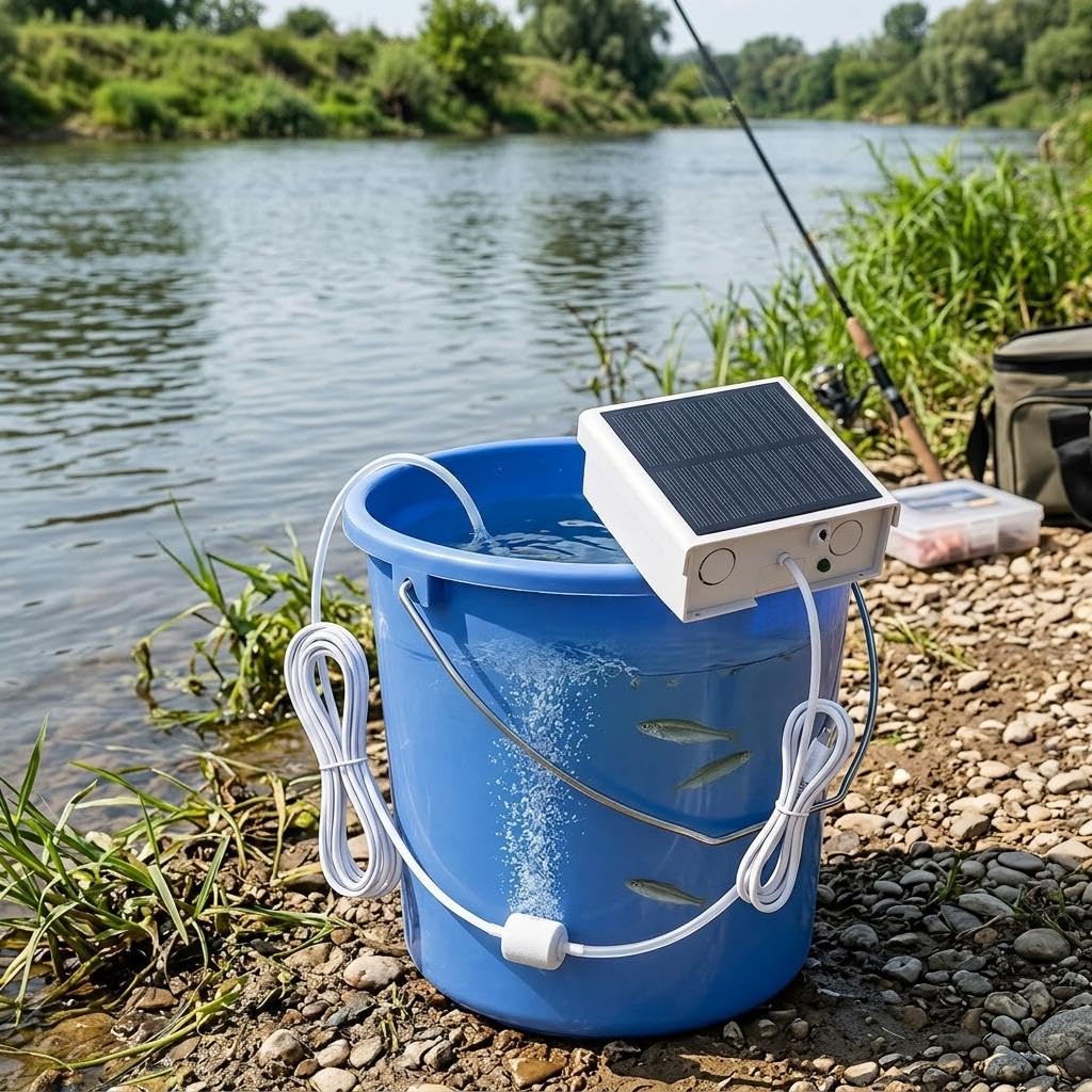 Generic Bomba Oxigenadora para Exteriores, Recargable, Compacta, Aireadora, Pulverizador para Acuario, Móvil, con Carga Solar, Portátil, Piedra Difusora, 4400 Mah