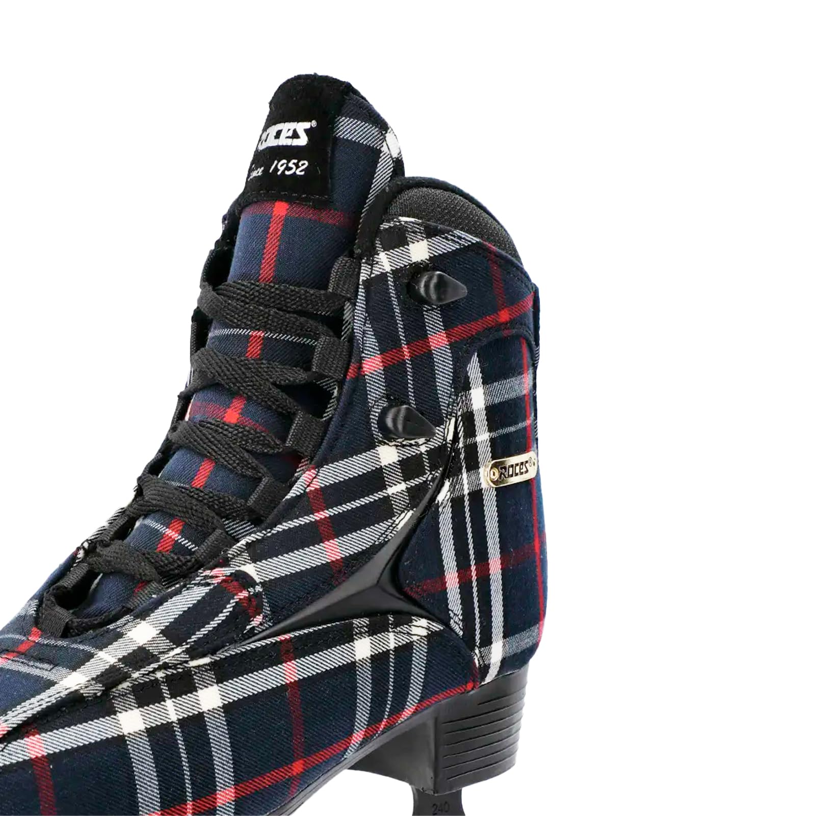 Roces IceGlamour - Pattini da Ghiaccio da Donna in Tartan, Resistenti, Comodi, alla Moda, con Lacci e Lame in Acciaio Inox, Tomaia Sintetica Rinforzata e Imbottitura Anatomica
