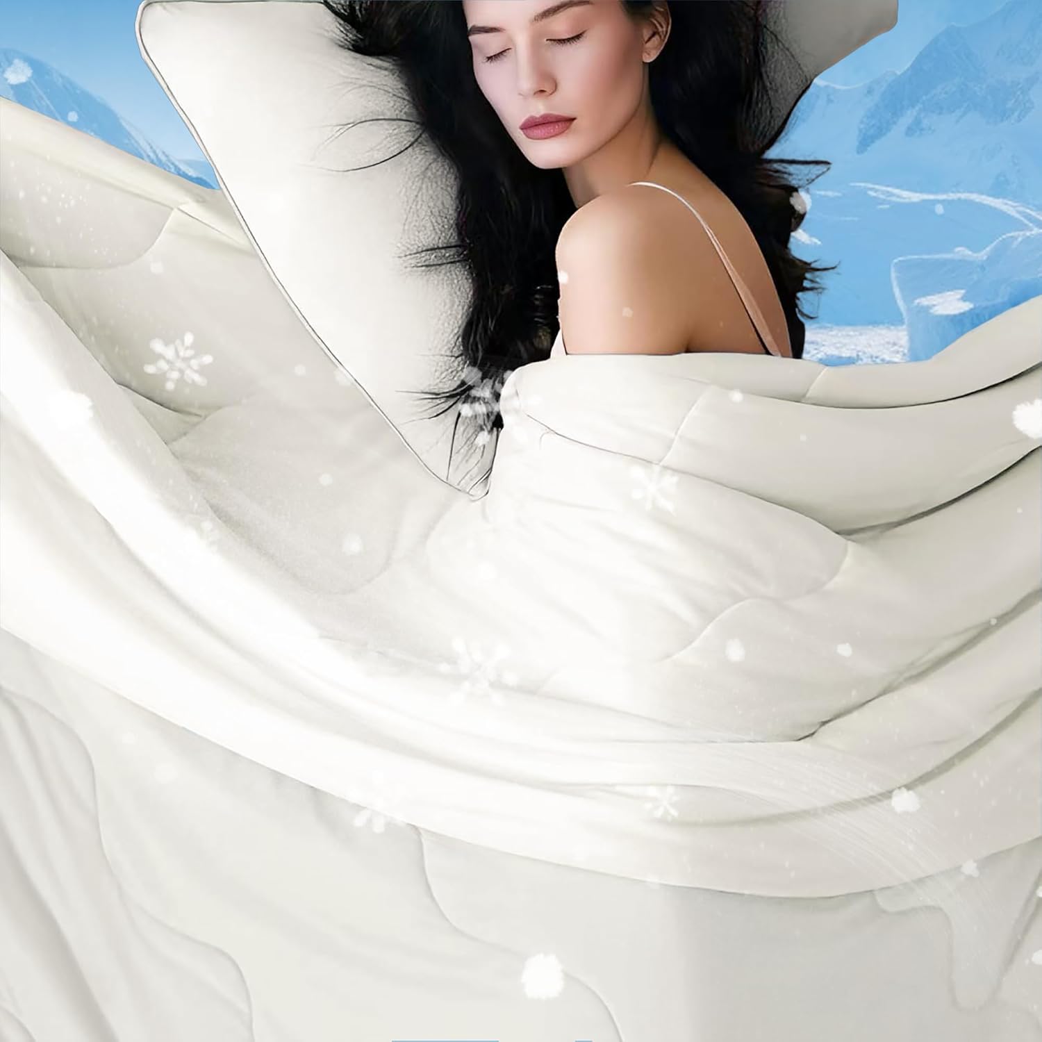 DOWNCOOL Cooling Comforter, White Cooling Blanket Twin Size, Cooling Duvet for Hot Sleeper, Breathable Summer Quilt, Lightweight Soft Q-Max>0.4 Arc-Chill Cool Comforter,68"X90" Cooling Comforter Twin/Twin XL(68"x90") 01cream White