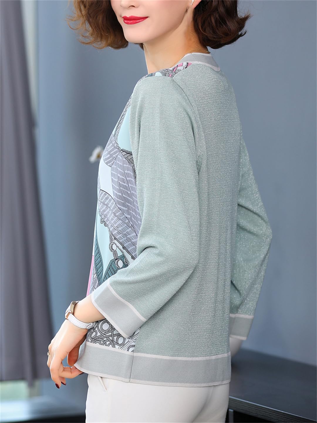 Conjunto De Chaqueta Y Camiseta De Punto De Cable Casual De Manga Larga con Botones En La Parte Delantera Abierta Y Divertido para Mujer