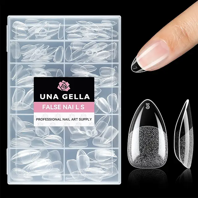 Kurze Mandel Nail Tips - 216 Stück in 12 Größen für DIY Nagelverlängerung