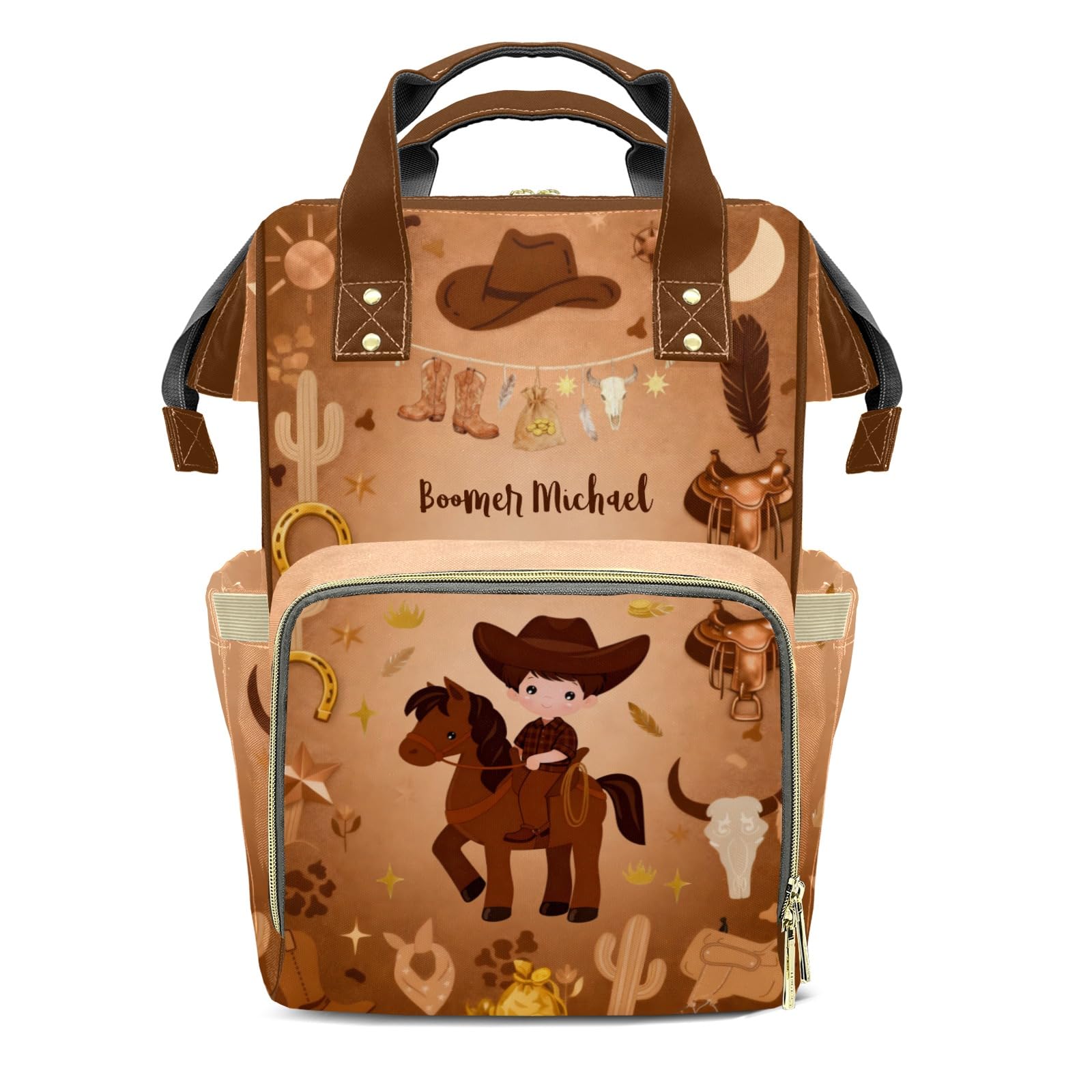 Custom Diaper Bag Backpack for Girls Boys Kids Cowboy Western Life Wild Cowgirl Gift the Best: Spacious Waterproof Nappy Bag for Men and Women