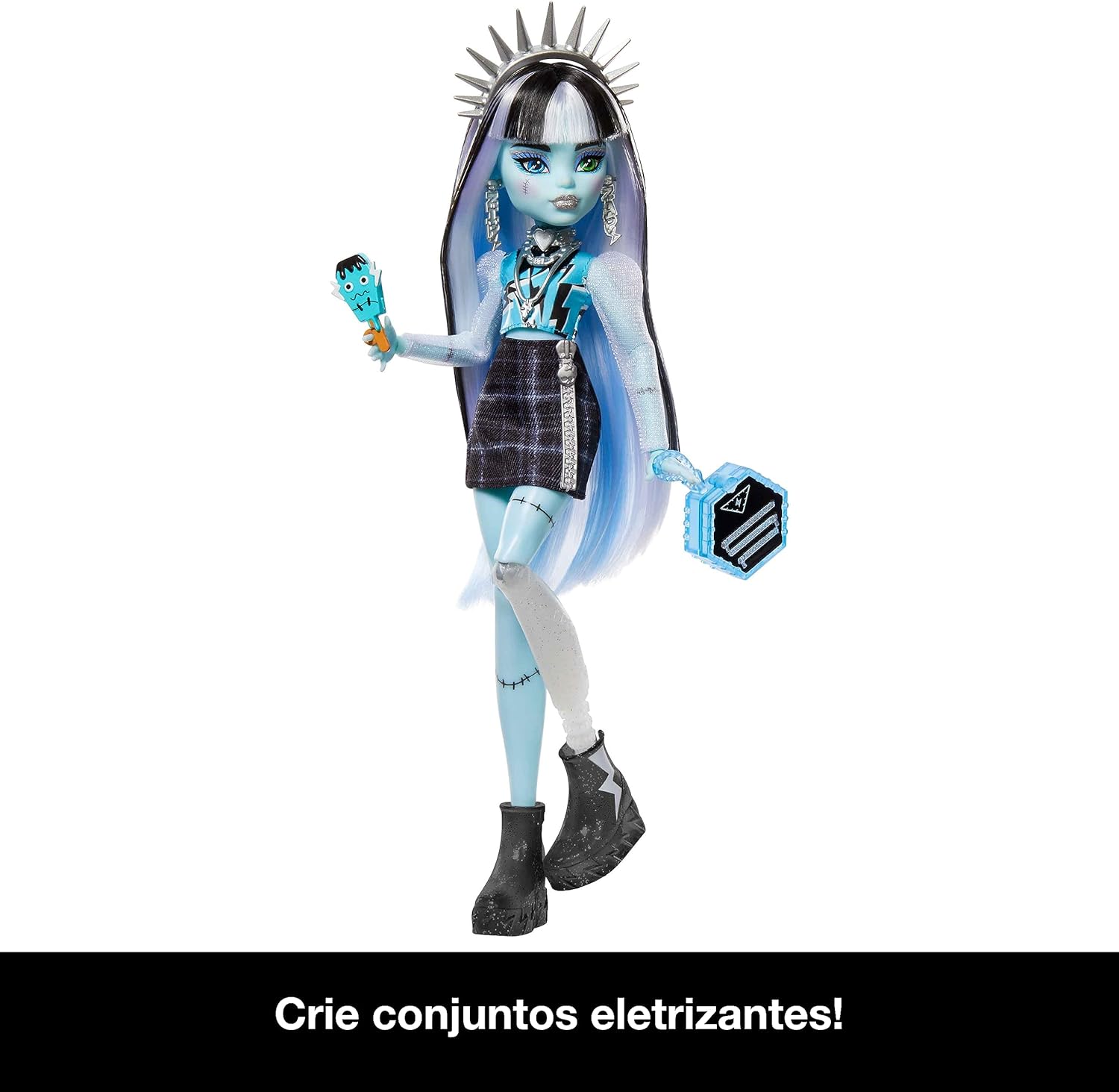 Monster High Skulltimate Secrets Fearidescent Series Doll & Accessories Set, Frankie Stein with Dress-Up Locker & 19+ Surprises