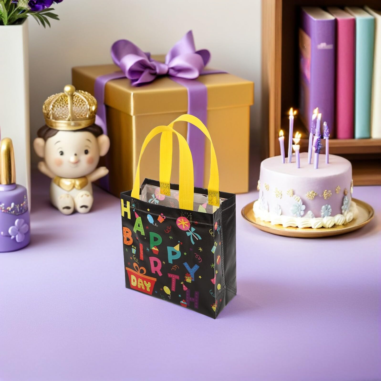 Homoyoyo Bolsas de Obsequio para Cumpleaños con Asas, 30 Piezas de Tela No Tejida Duradera, Tamaño 32x19x8 Cm, Bolsas Reutilizables para Dulces y Fiestas Infantiles