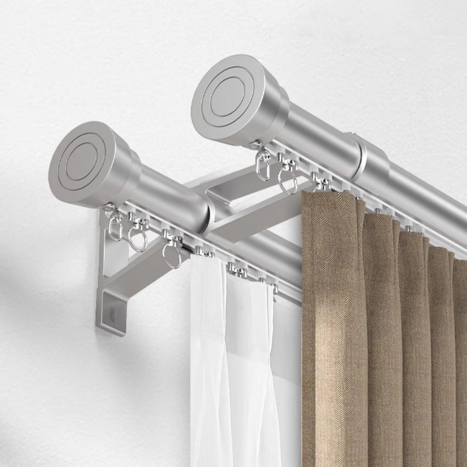 Plafond dubbele gordijnrail, stille zware gordijnrails, aluminium gordijnrailset voor