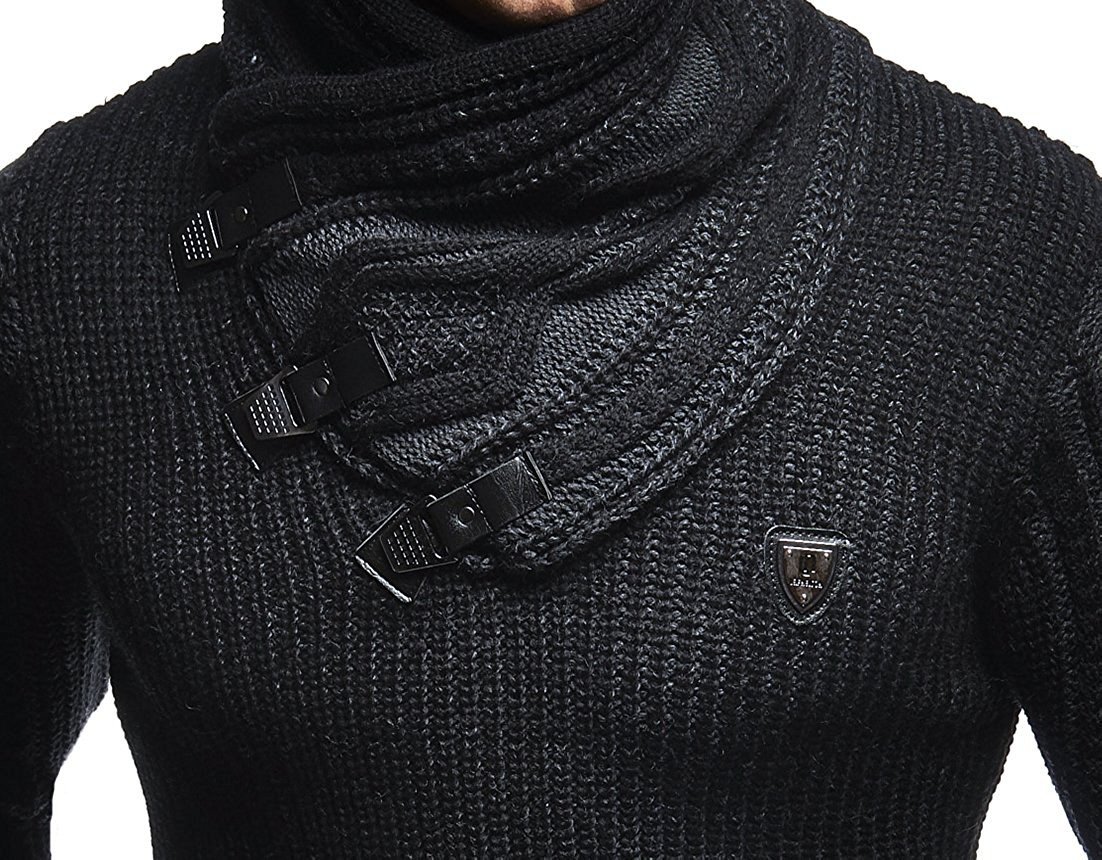 Leif Nelson Maglione Uomo Felpa a Maglia Collo a Scialle LN-5195