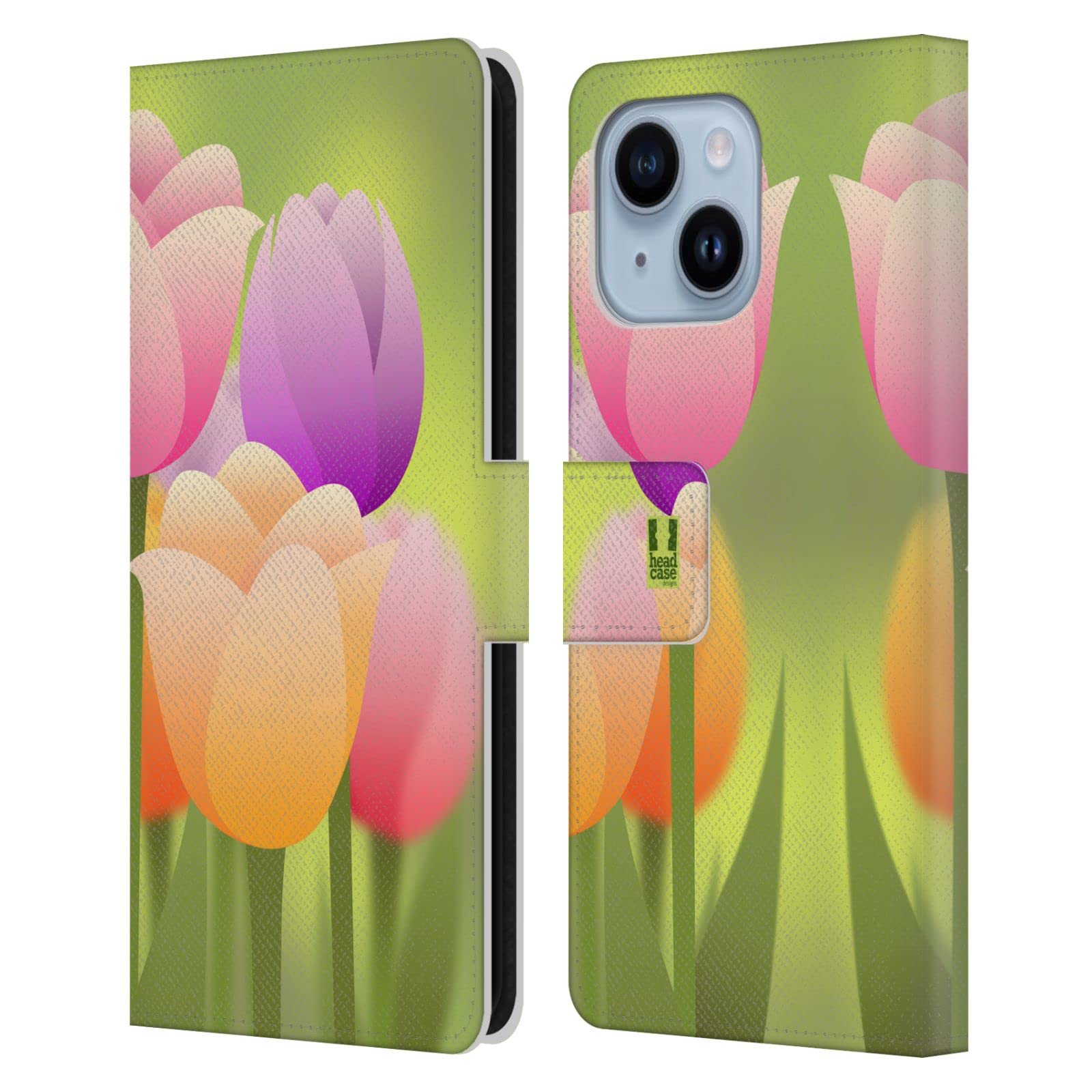 Étui portefeuille en cuir iPhone 14 Plus Head Case Designs Tulipe - 7