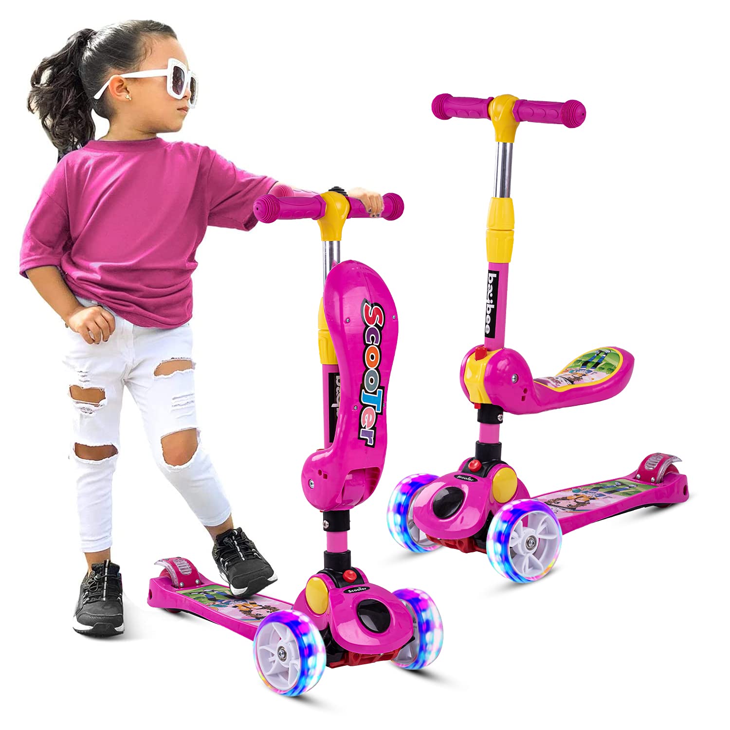 Baybee Scooter for Kids, 3 Wheel Smart Kick Scooter with Foldable & Height Adjustable Handle, Runner Skate Scooter with LED PU Wheels for Indoor & Outdoor Fun, Age 3-12 Years- (Blue) (B082VDZ3SF) Amazon Price History, Amazon Price Tracker