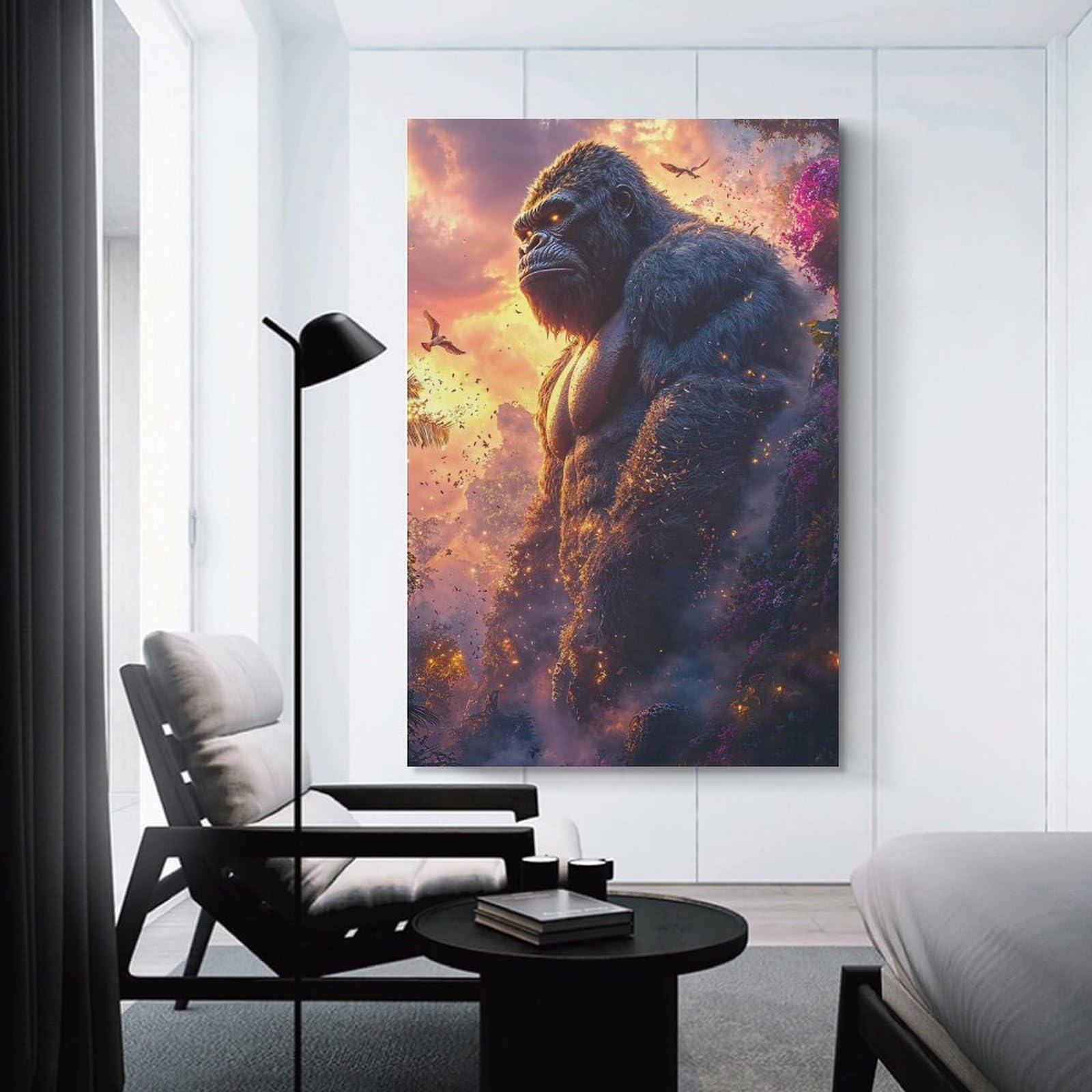 Junmoney Unframe-Style-8 Majestic Gorilla In A Lush Jungle Room Decor Wall Art 20X30inch(50X75cm), For Entrance Walls, Hall Decor Or Foyers, A Neat Decor Update For Hallways