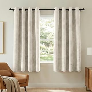 H.VERSAILTEX Velvet 100% Blackout Curtains 55x63 Sand 2 Panels
