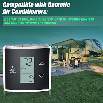 RV Thermostat Ctrl Kit, Acrylonitrile Butadiene Styrene (ABS), Black