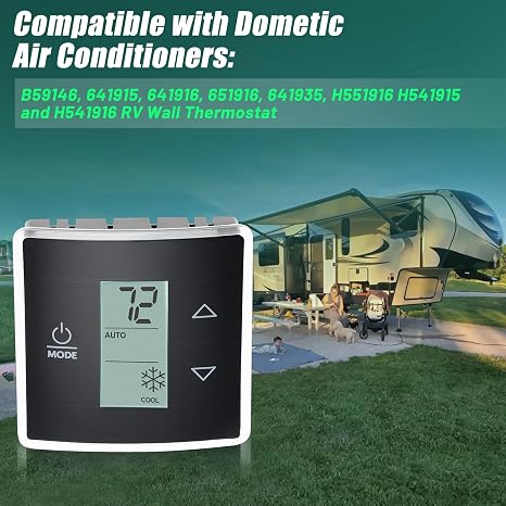 RV Thermostat Ctrl Kit, Acrylonitrile Butadiene Styrene (ABS), Black
