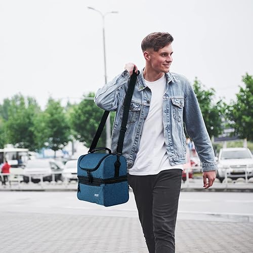 Miniatura 5 de MIER - Lonchera para adultos, con aislamiento, bolso grande refrigerante para hombres, mujeres, de doble compartimento