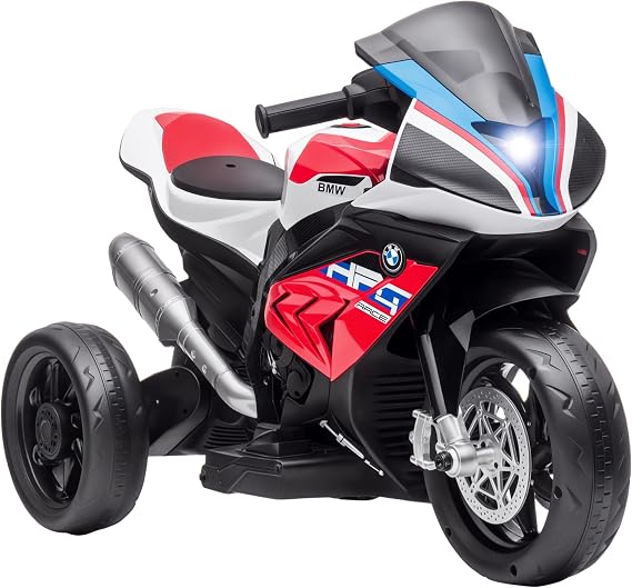 Aosom Licensed 6V Kids Ride on Motorcycle, Off-Road Battery Powered Three Wheels Dirtbike with USB, AUX, Music and Headlight for Toddler, Red