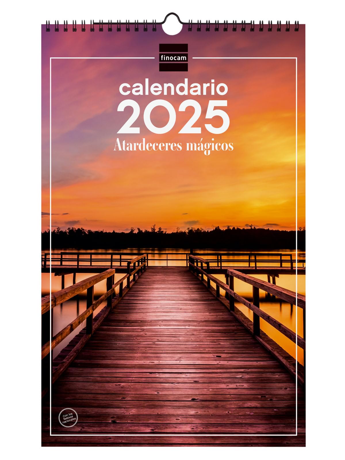 Finocam - Calendar Pictures of Spiral Wall to Write 2025 Month View January 2025 - December 2025 (12 months) Magical sunsets Spanish
