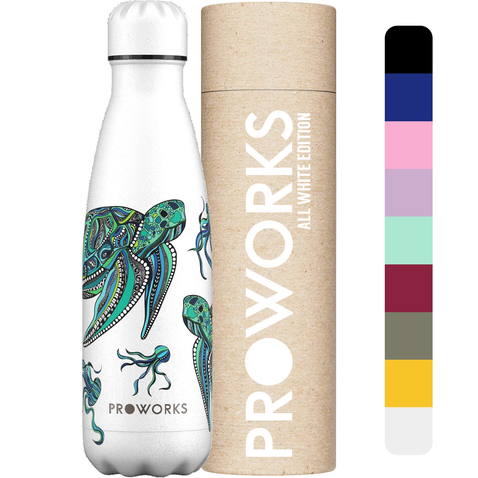 PROWORKS Insulated Water Bottle, BPA Free, Reusable Stainless Steel Water Bottle for 12 Hours Hot & Cold Hold Up to 24 Hours, for Sport, Gym, Travel - 500ml - Pink Daisy — view 17