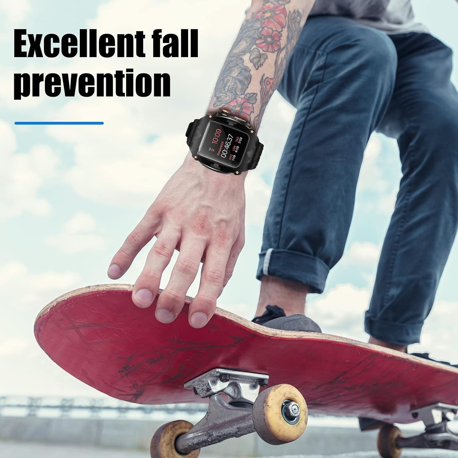 Luxury Metal Case for Apple Watch 8 7 45mm 6 44mm Band with Cover Heavy Duty Rugged Case Silicon Strap for men iWatch 6 5 4 SE 44mm Full Protective Cover - Image 4