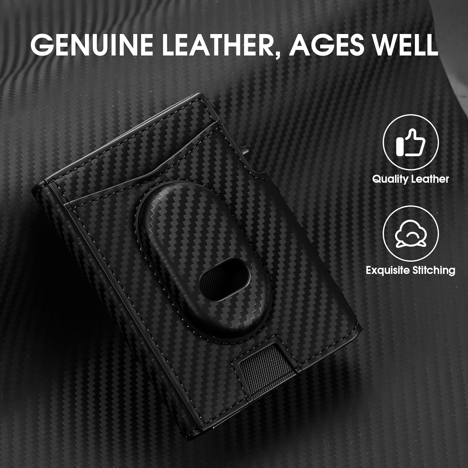 GAOCHALE Men Wallet for Samsung Smarttag2 with Money Clip Pop up Card Holder Compatible with Samsung Tag RFID Blocking Wallet for Men 10-14 Card Capacity | ID Window(Carbon)