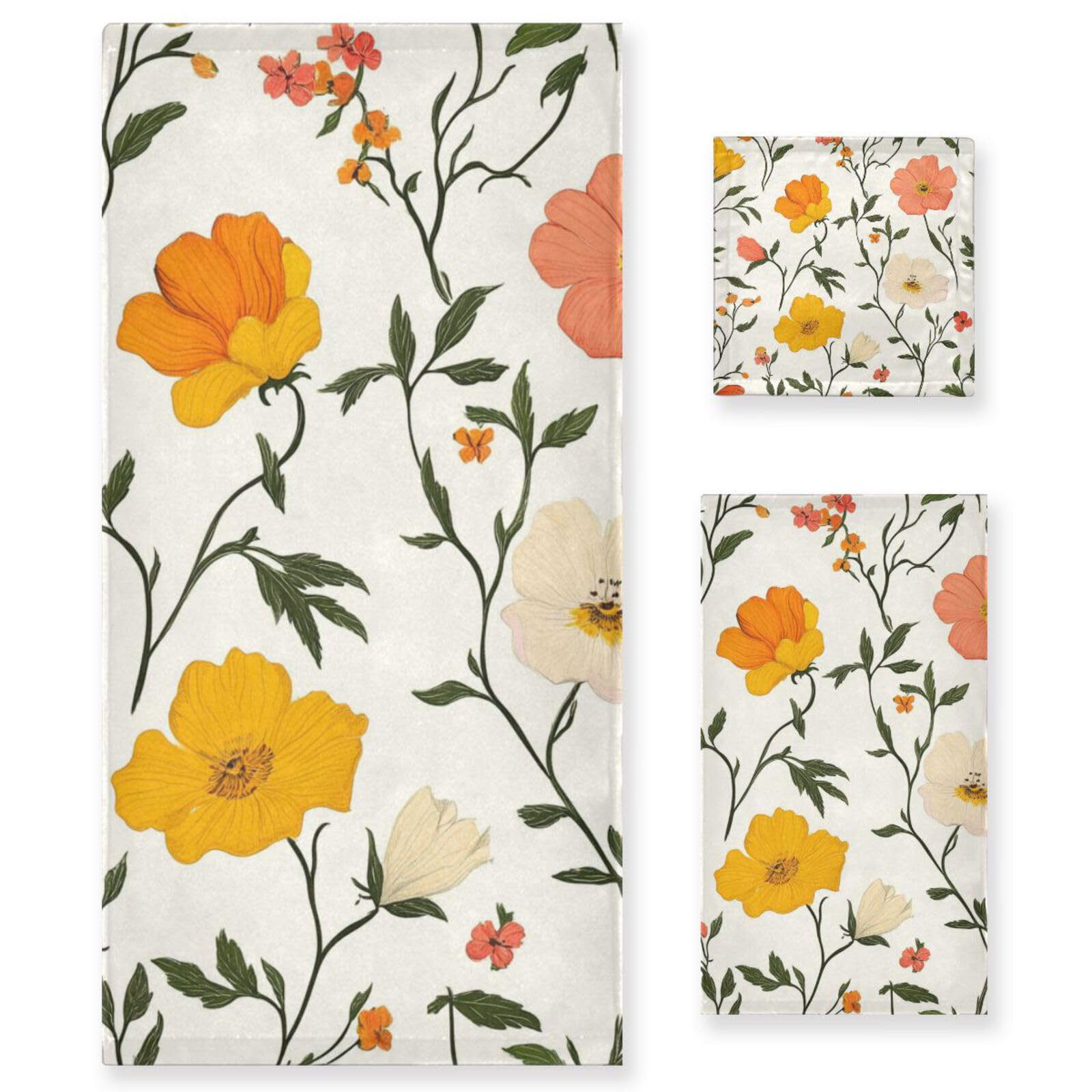 Chile Copihue Beauty Flower Soft Face Handtücher Set, 3-teilig, 1 Badetuch, 1 Handtuch, 1 Waschlappen für Küche, Bad, Yoga, Fitnessstudio