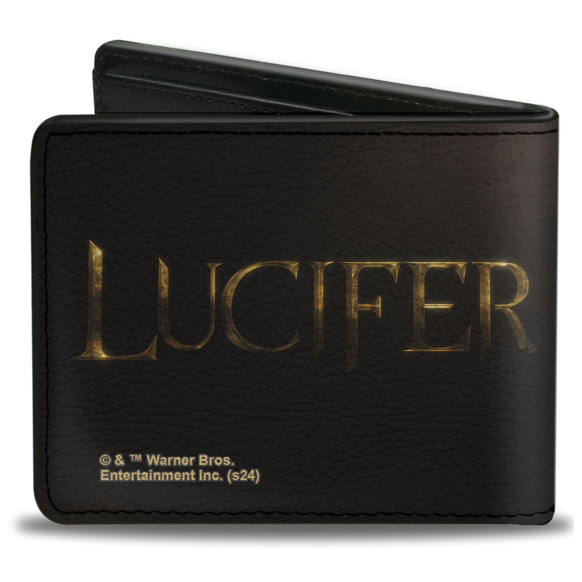 Buckle-Down Lucifer Wallet, Bifold, Lucifer Title Logo Black Gold, Vegan Leather