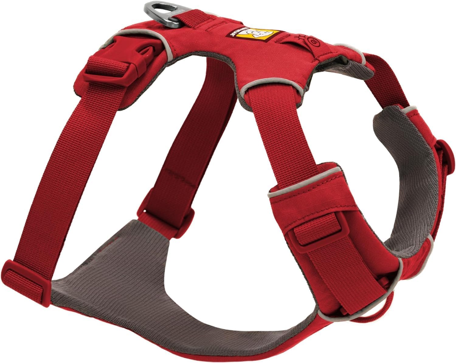 Front Range Harness, Small Dog Harness, Reflective Y Harness, Adjustable Comfortable Padded Everyday Dog Walking, No Pull Dog Harnesses, 2 Lead Attachments & V Ring, Size S, Red Canyon