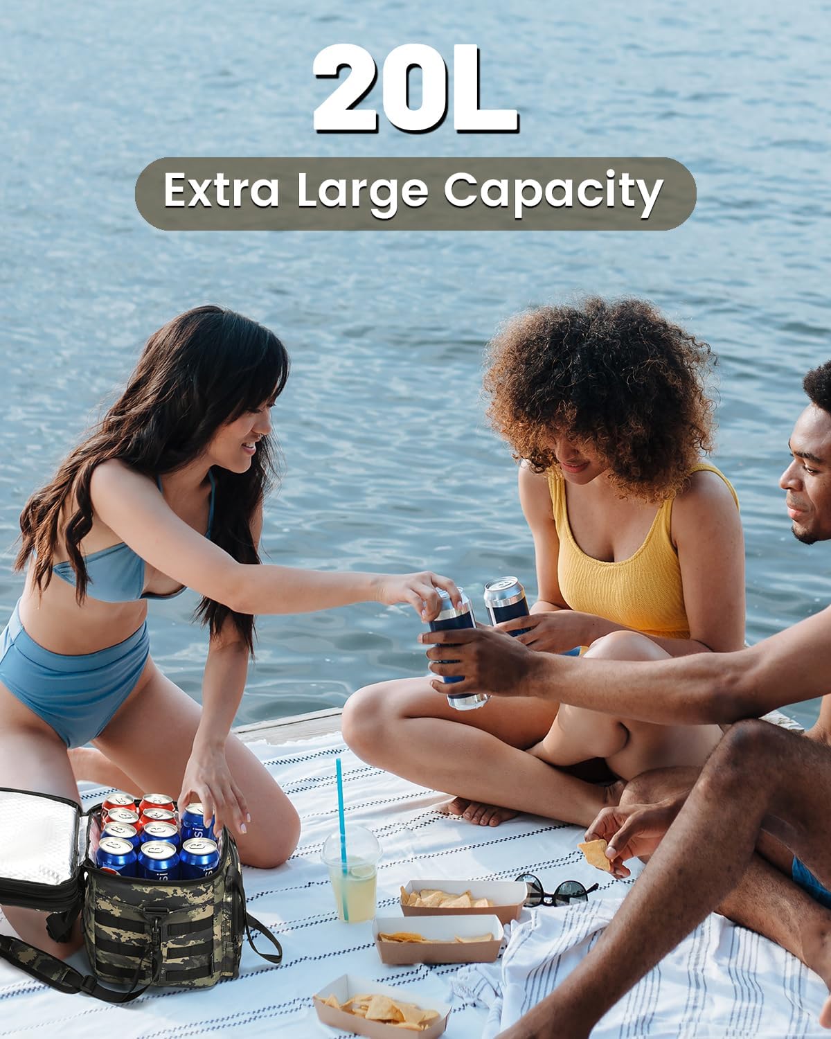 RalChyez Tactical Lunch Bag, 20L Large Heavy Duty Double Deck Insulated Lunch Box Leakproof Expandable Tote Cooler with Shoulder Strap for Adult Men Women Work Fishing Picnic Travel Ocp Camo - Image 2