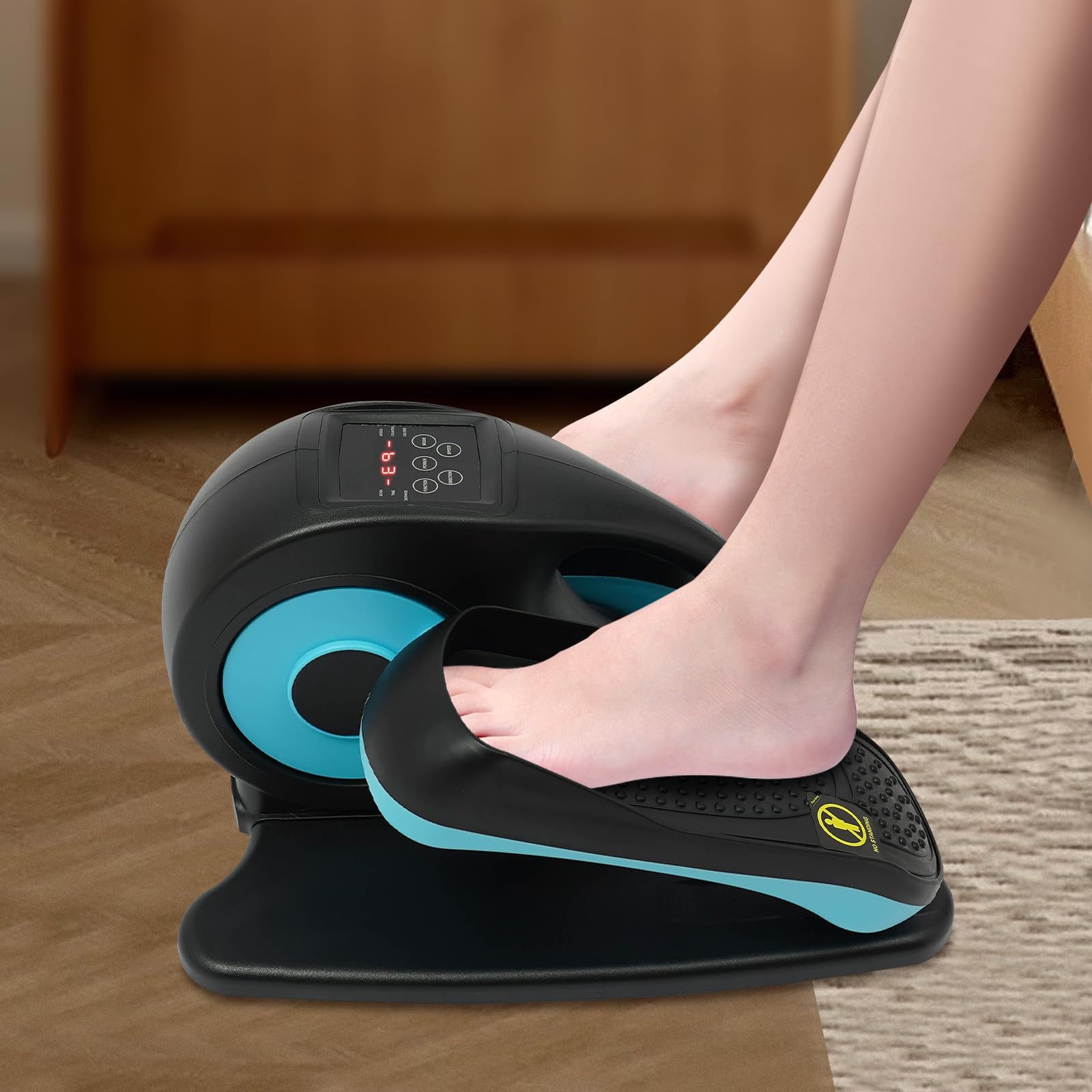 Cyclette per la casa, ellittica, allenatore ellittico per anziani, allenatore gambe con telecomando, schermo LCD, 5 velocità, 60 W, potente