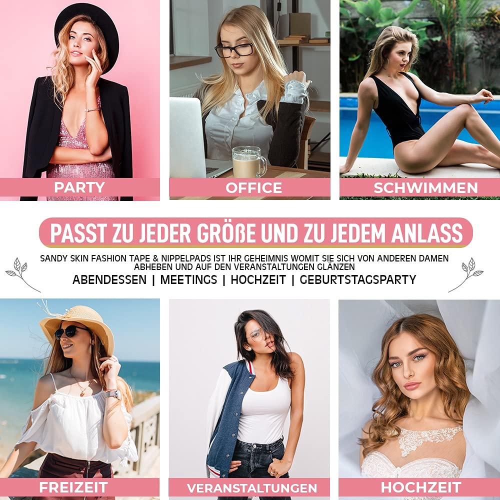 Fashion Beauty Tape dwustronna taśma tekstylna i podkładki na piersi (cielisty kolor), biały, 36