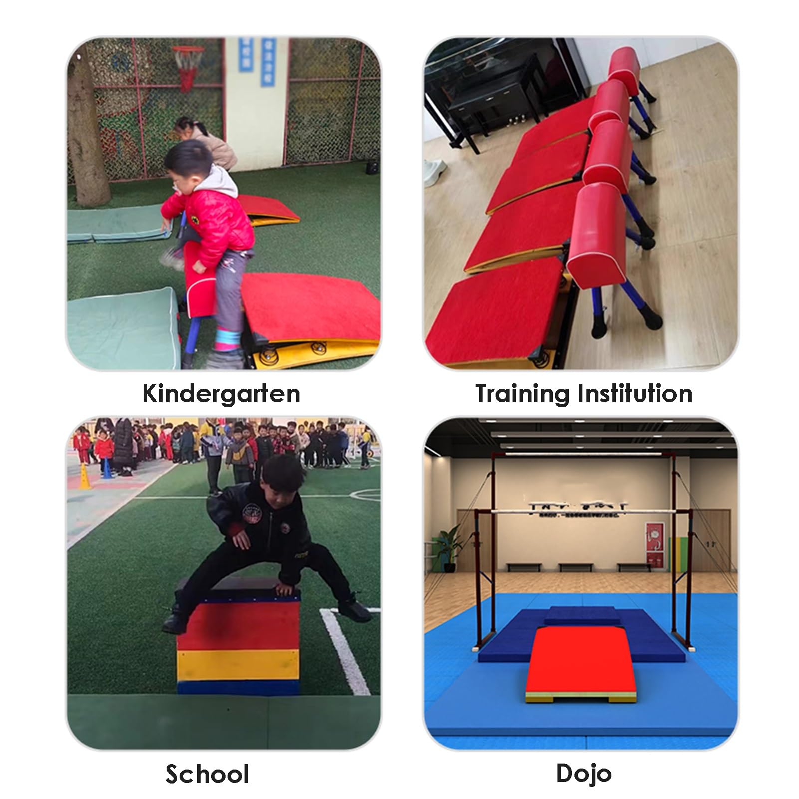 Trampolino da Ginnastica per Bambini, Curvo, con Pedale a Molla, per Palestra Scolastica e Domestica, con Portata di 50 kg.