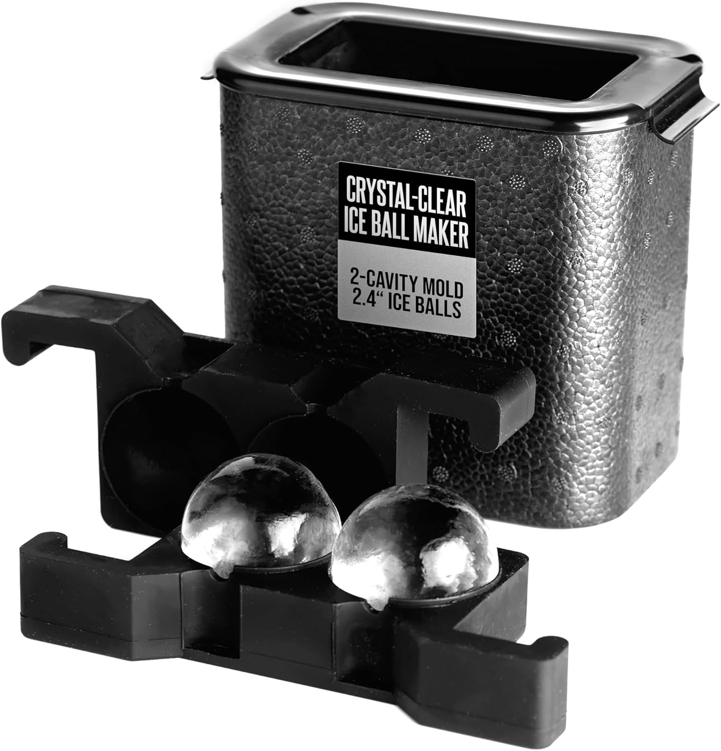 Better Kitchen Products Crystal-Clear Ice Ball Maker, 2-Cavity Mold, Large Ice Sphere Trays, Jumbo 2.4 Inch Ice Balls