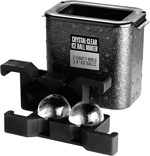 Better Kitchen Products Fabricante de bolas de hielo cristalinas, molde de 2 cavidades, bandejas grandes para esferas de hielo, bolas de hielo jumbo