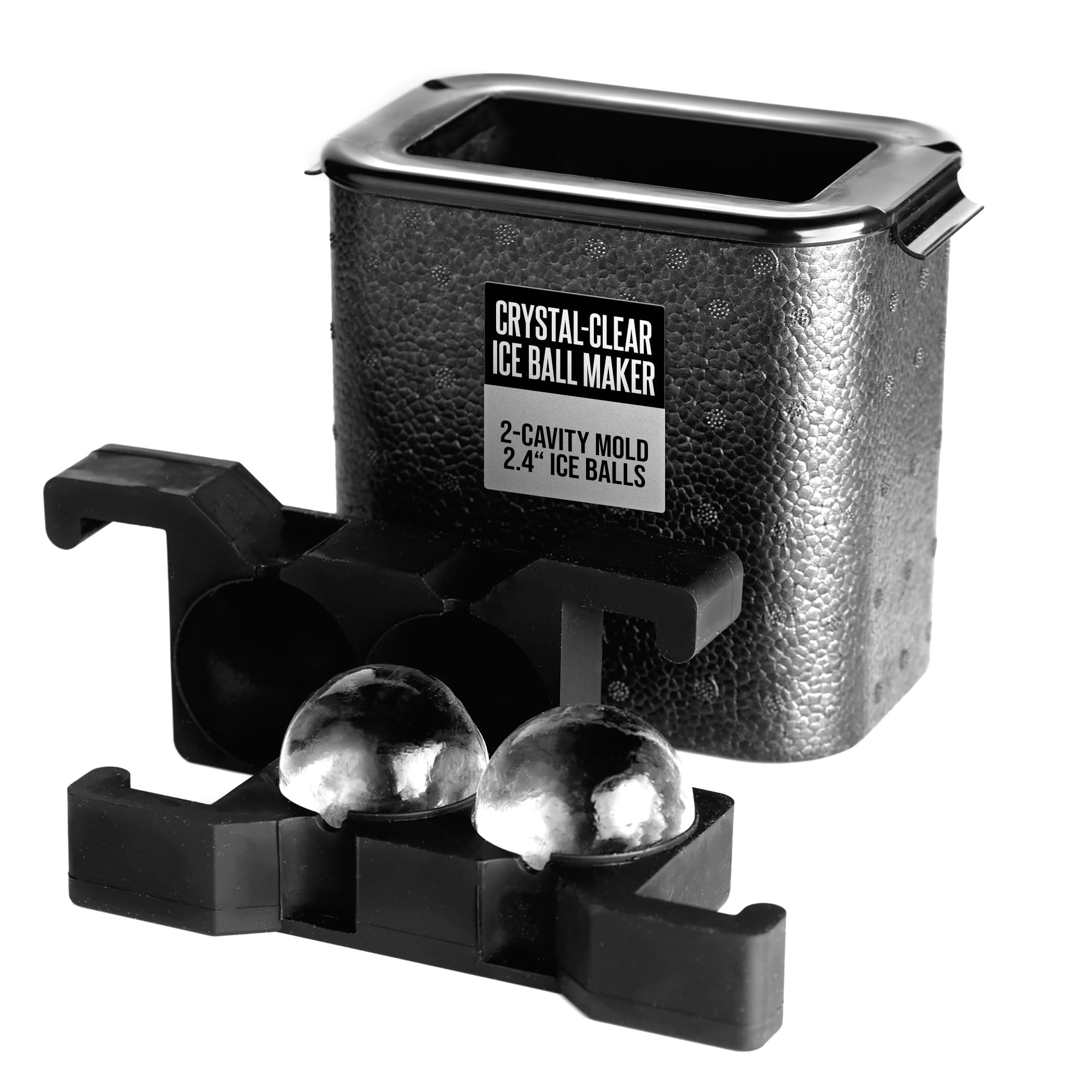 Better Kitchen Products Crystal-Clear Ice Ball Maker, 2-Cavity Mold, Large Ice Sphere Trays, Jumbo 2.4 Inch Ice Balls