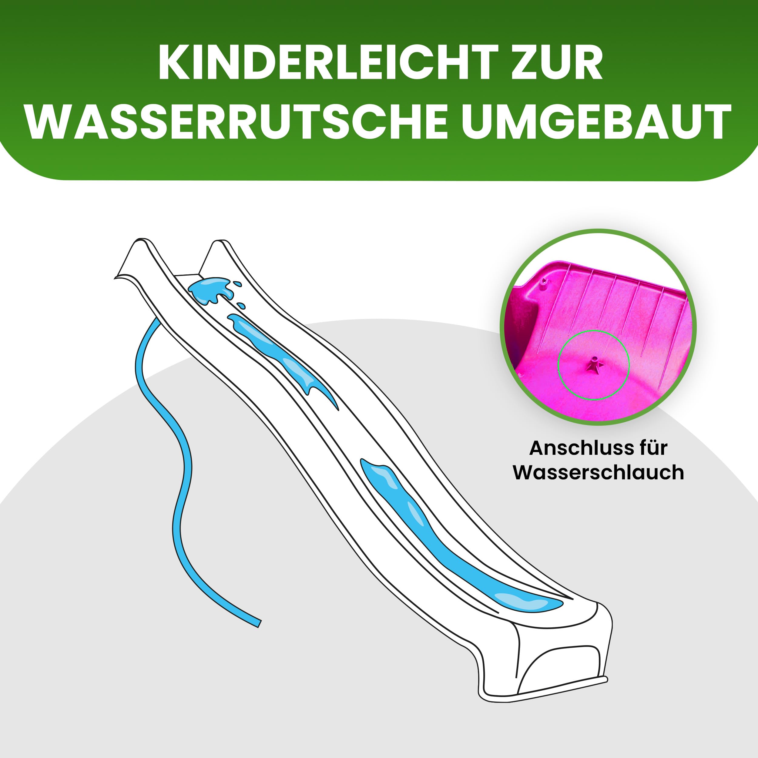 Gartenpirat Wellenrutsche 290 cm Violett für Podesthöhe 150 cm | Anbaurutsche mit Wasseranschluss | Gartenrutsche für Spielturm, Schaukel & Stelzenhaus | inkl. Montageschrauben