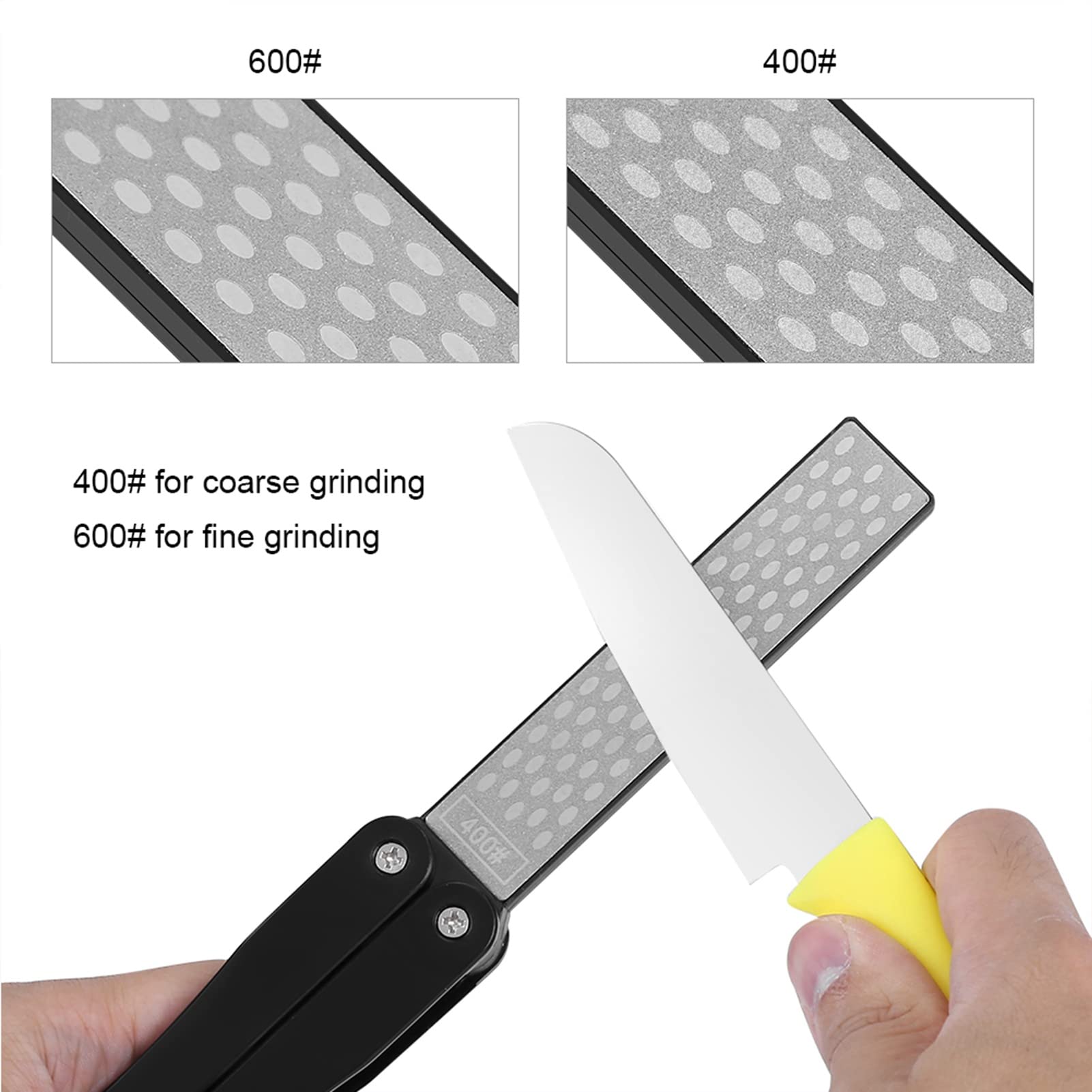 Pierre à Aiguiser Diamant Pliable - Grain 400/600 - Pour Couteaux De Cuisine, Ciseaux Et Outils De Jardin