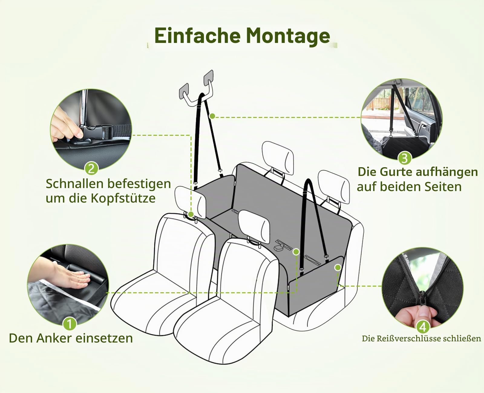 pecute Hundedecke Auto Rückbank 136 * 146 cm, Rücksitz mit Seitenschutz & Sichtfenster, Autositzbezug für Hunde, kofferraumschutz Hund, Kratzfeste & Wasserabweisende