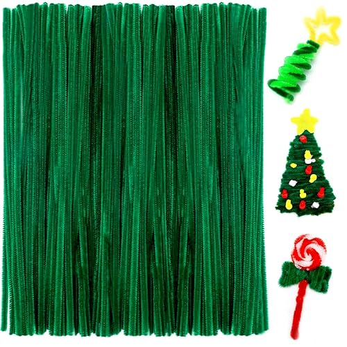 Praisebank Christmas Green Pipe Cleaners for Crafts, 200pcs, Chenille Stems for DIY Projecets, Arts & Crafts Supplies for Festival Party Decorations