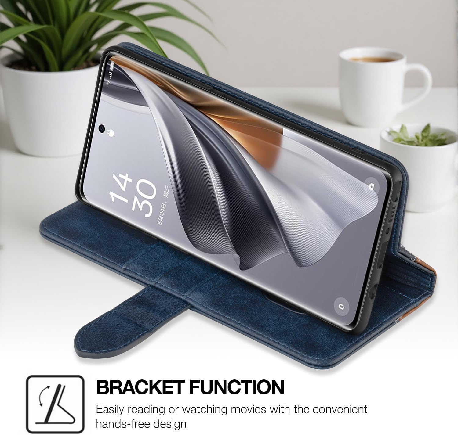 Leather Flip Case Compatible with Doogee DK10 Case with Card Holder RFID Blocking Magnetic Kickstand Slim Fit Business Protective Cover(Blue)
