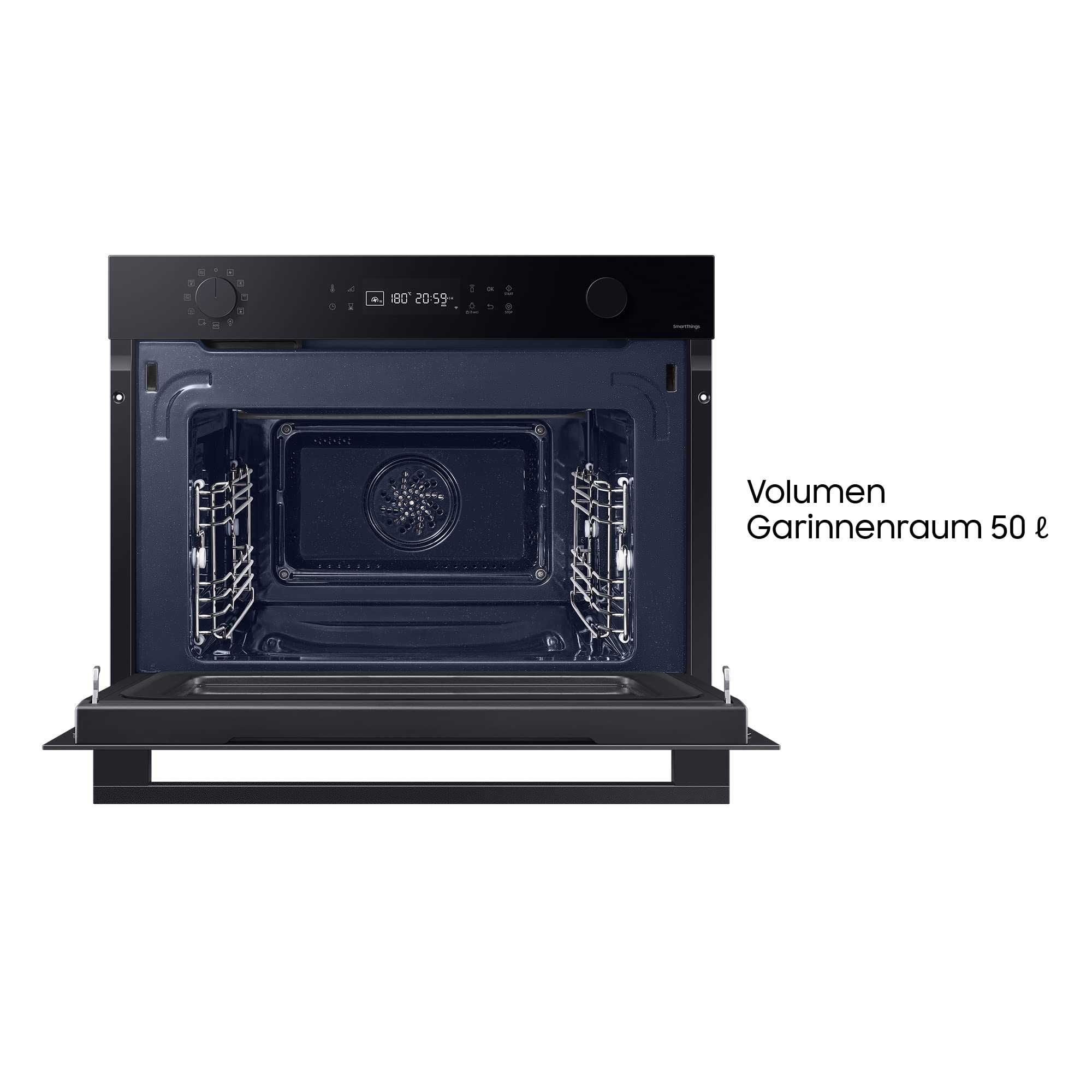 Samsung Kompaktofen mit Mikrowelle NQ5B4553FBK/U1, 45 cm, 50 ℓ, WiFi, SmartThings Cooking, 20 Automatikprogramme, Schwarz
