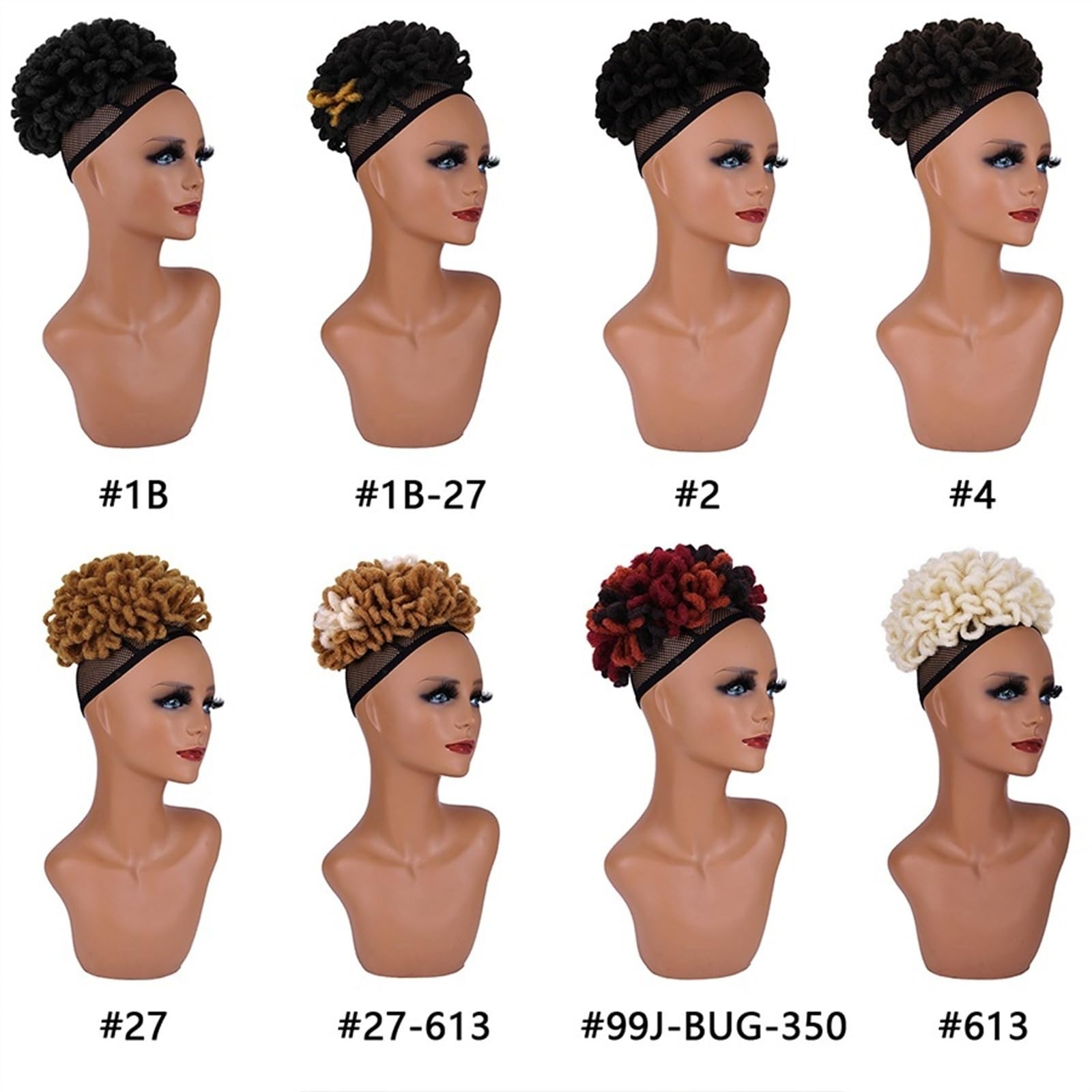 Perücke Brötchen Dreadlock Dutt Afro High Puff Kordelzug Pferdeschwanz Haarknoten Haarteile Faux Locs Clip In Pferdeschwanz Extensions Synthetische Haarknoten Stücke for schwarze Frauen für Partys, de