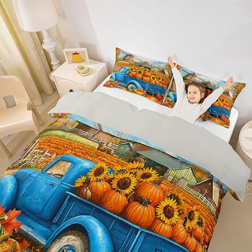 Miniatura 112 de Erosebridal Pumpkin Bedding Set King Size Thanksgiving Day Gifts Duvet Cover Autumn Harvest Comforter Cover Farm Maple Leaf Pumpkin Sunflower