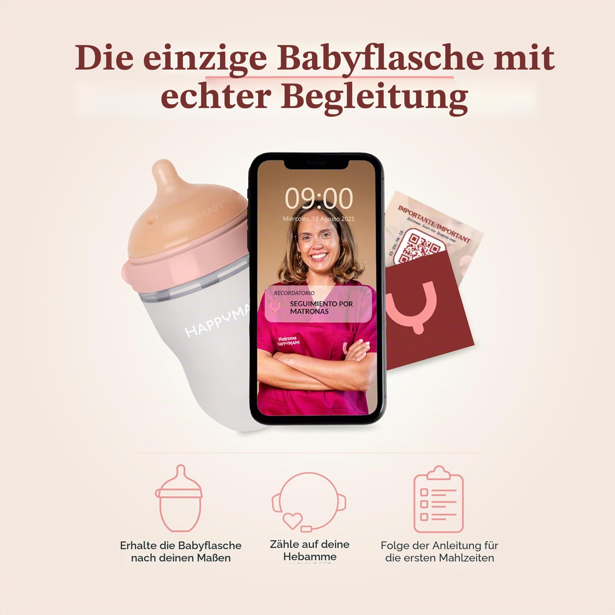 Happymami,Set aus 3 personalisierbaren Babyflaschen, Sauger aus Lebensmittelecht, doppeltes Anti-Kolik-System, spülmaschinen- und flaschenwärmergeeignet (Türkis 150 ml)