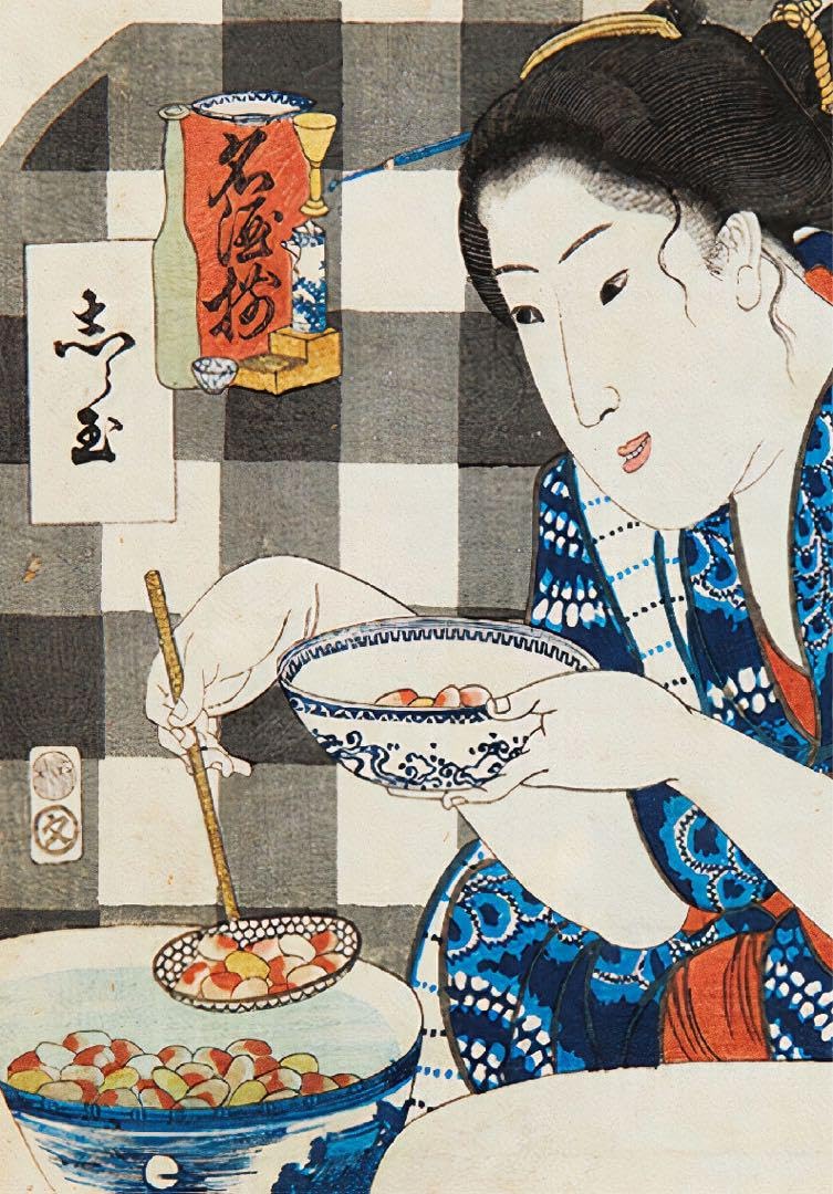 浮世絵、美人画縦二枚綴り、国芳画 浮世絵、美人画縦二枚綴り、国芳画 版画