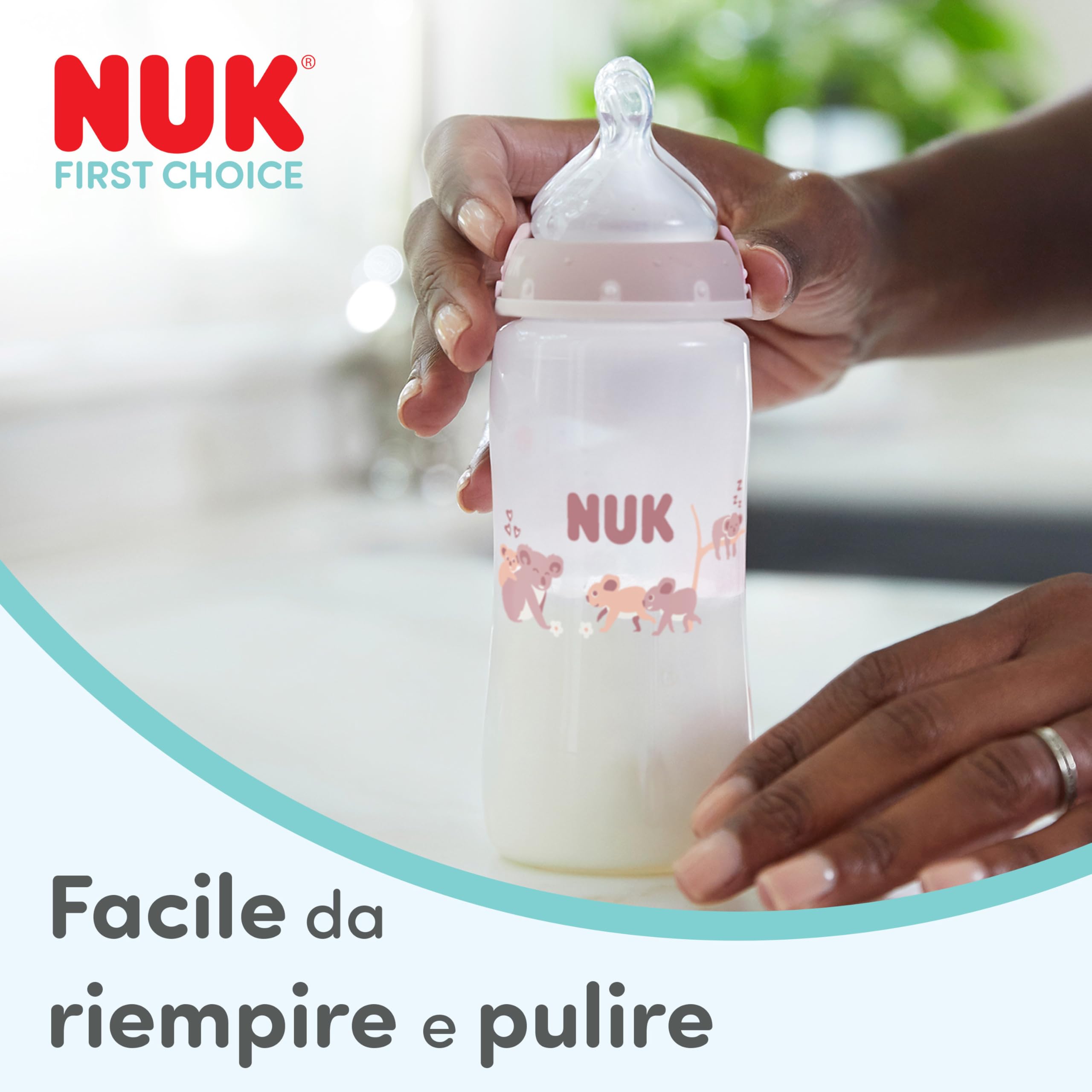 NUK First Choice Biberon | 3+ mesi | 240 ml | Biberon anti-colica | Vetro | Indicatore di controllo della temperatura | Cavalluccio marino | Confezione da 1