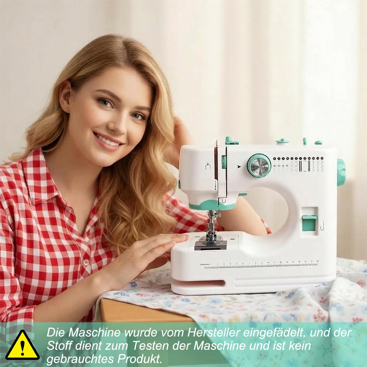Nähmaschine für Anfänger 12 Stiche Elektrische Nähmaschine für Kinder & Erwachsene, Tragbare Nähmaschinen mit Zubehör-Set, Ideal für DIY, Heimhandwerk & Reparatur, Grün