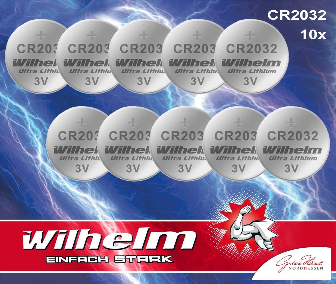 Wilhelm 10 x CR2032 CR2032 CR2032 High Performance Lithium Coin Cell Batteries